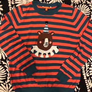 Striped ModCloth Birthday Bear Sweater Large